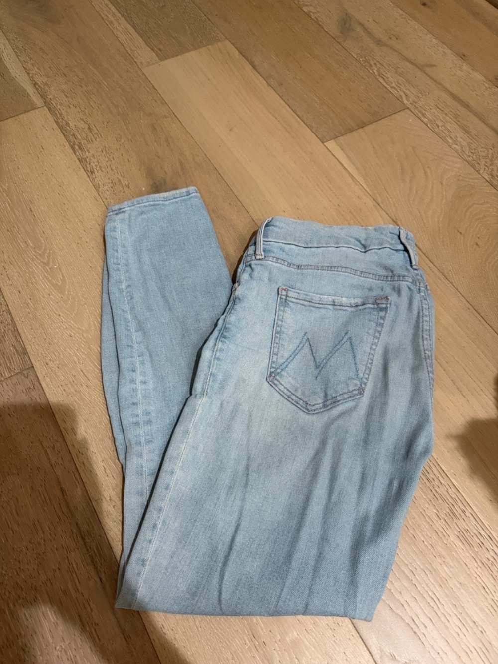 MOTHER Light Wash High-Rise Skinny Jeans